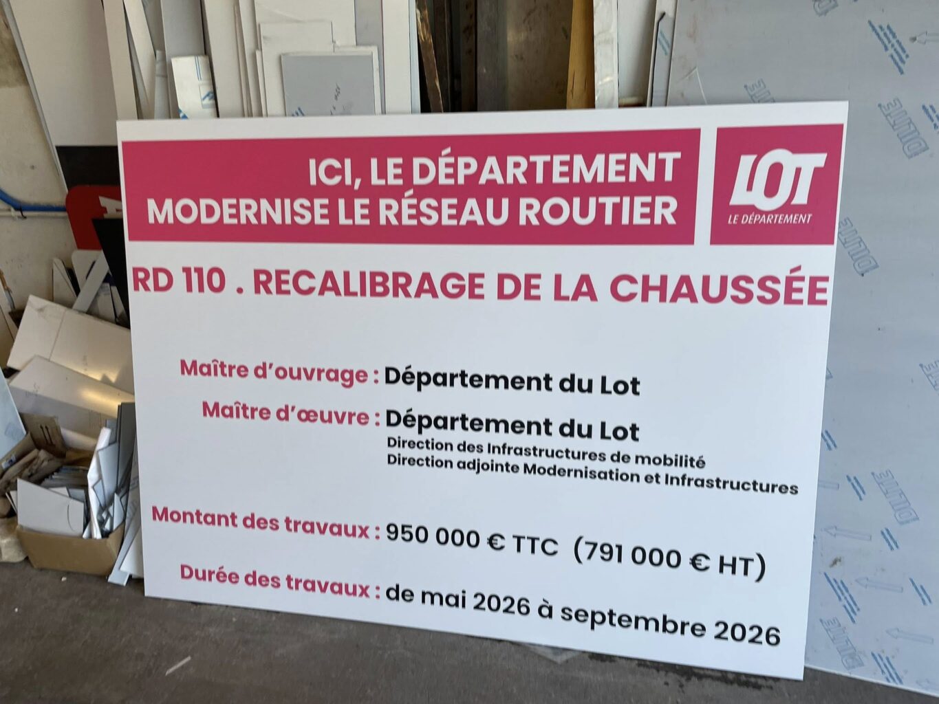 Panneau travaux département 2