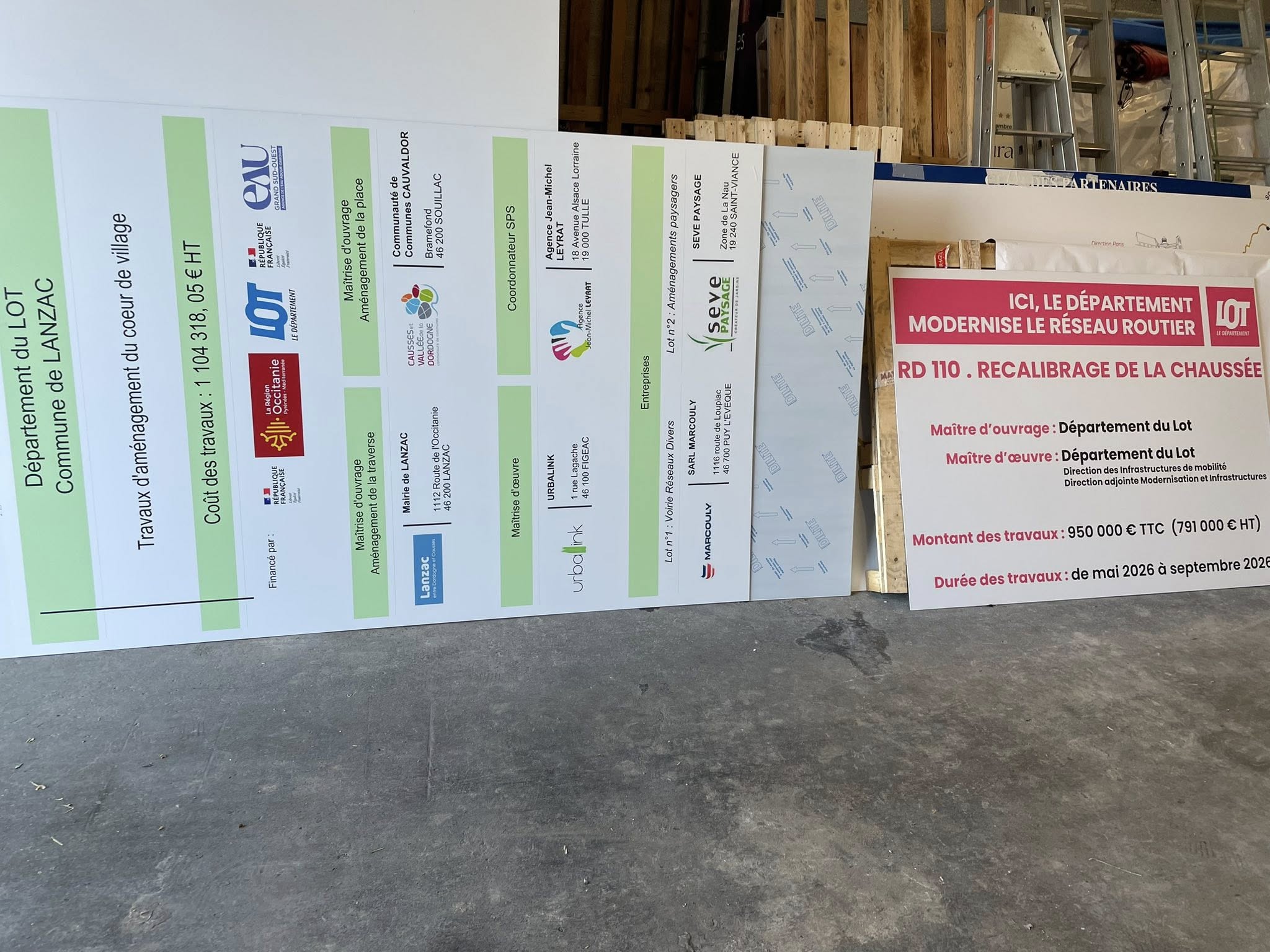 Panneau travaux département
