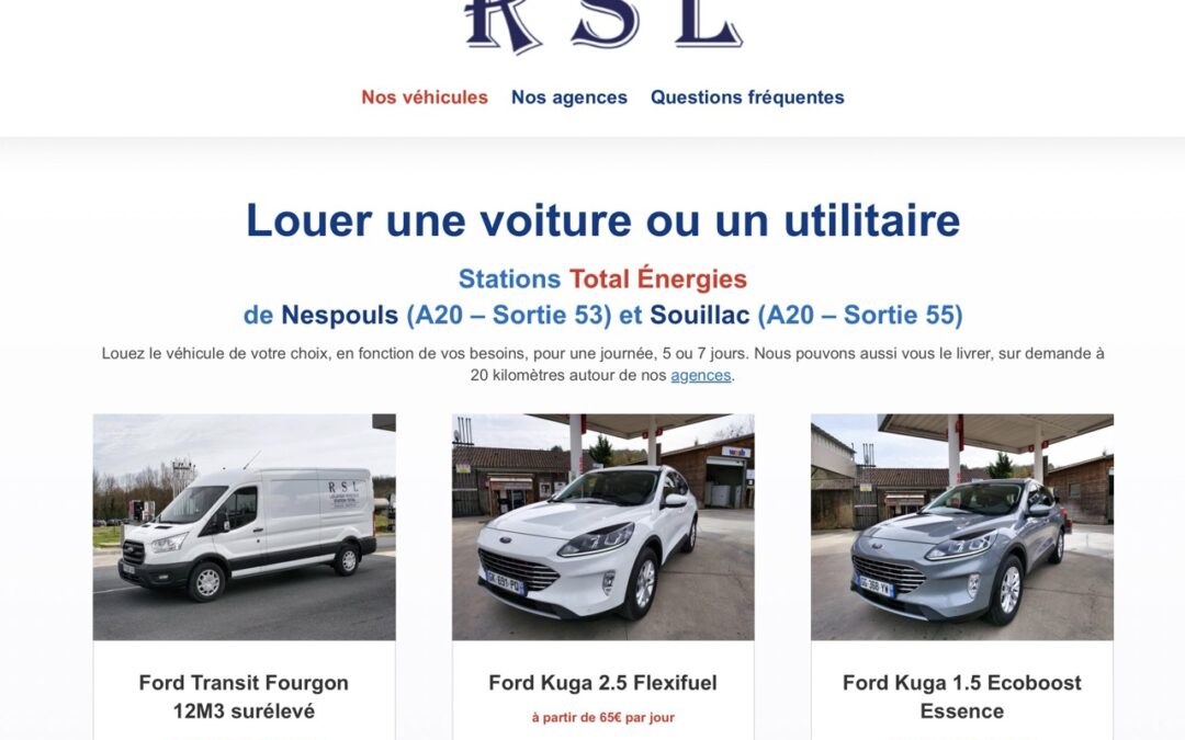 Site Internet pour la location de véhicules à Souillac